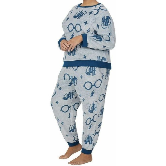Harry Potter Wizard World 2 Piece Fleece Jogger Lounge Set  Size XS White/Blue - Picture 2 of 5